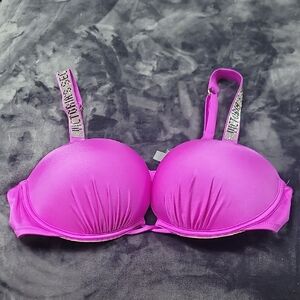 Victoria's Secret Fuchsia Bra with Glitter Straps